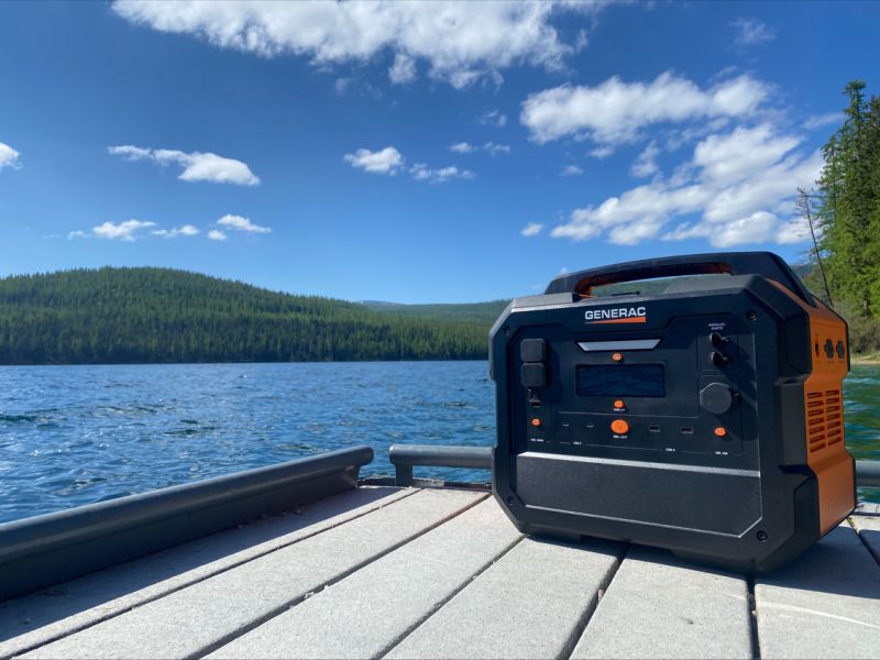 Generac Portable Generator on lake Portable generator sizing right for you, offering protection against hazardous carbon monoxide and reliable performance at home or on the go