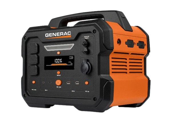 Generac portable inverter generator with electric start and battery included, providing safe power for home, work, and play